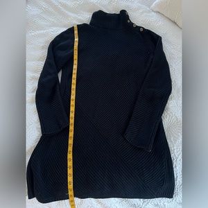 Tory Burch size Medium Navy Blue Turtle neck sweater with brass buttons.
